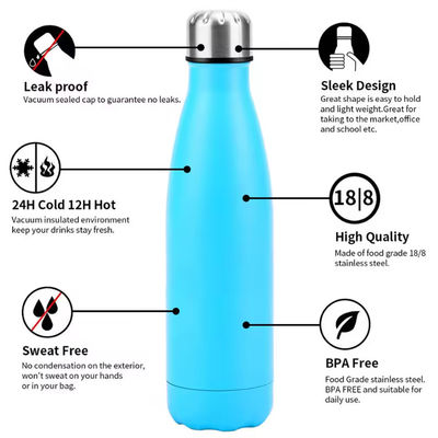 Vente à chaud 500 ml bouteille d'eau à vide isolée en acier inoxydable Bouteille en acier sur mesure