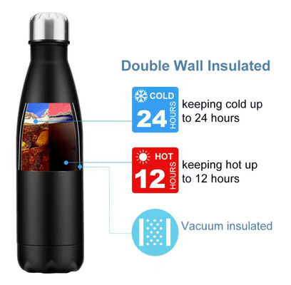 Vente à chaud 500 ml bouteille d'eau à vide isolée en acier inoxydable Bouteille en acier sur mesure