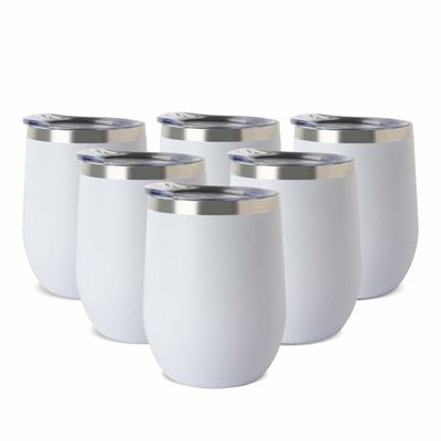 conception blanche de mur de double de tasse de café de l'acier inoxydable 12oz pour l'isolation de long temps