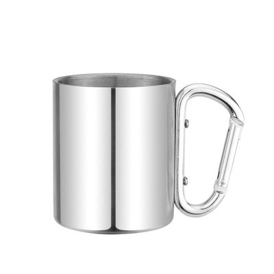 220ml - tasse de café d'acier inoxydable de mur du double 400ml avec la poignée de Carabiner